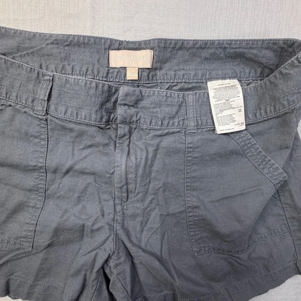 Banana Republic‎ Shorts 14 Dark Gray Linen Cotton Utility Patch Pocket Casual